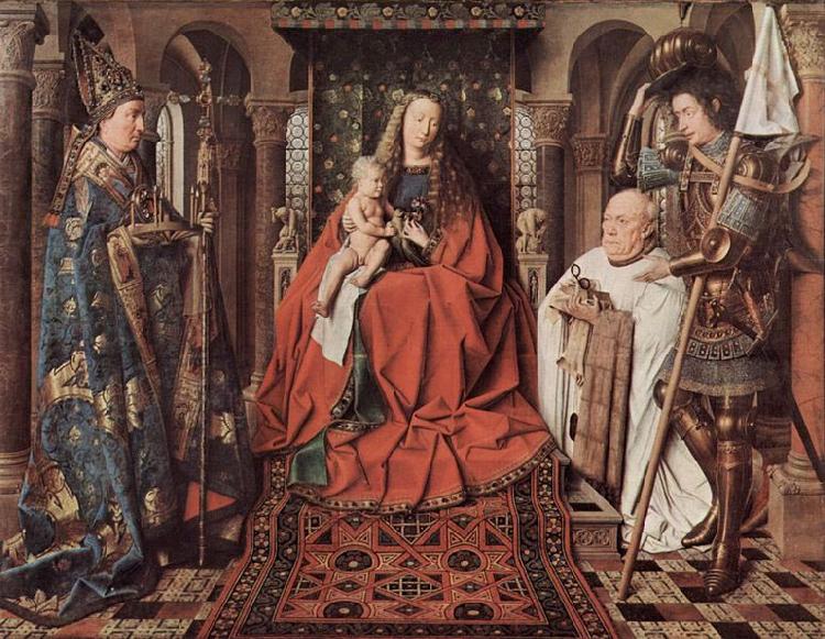 Jan Van Eyck Madonna des Kanonikus Georg van der Paele, mit Hl. Domizian, dem Hl. Georg und dem Stifter Paele Norge oil painting art